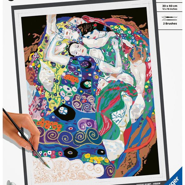 Ravensburger - creart art collection klimt: la vergine, kit per dipingere con i numeri, gioco creativo e relax, 14+ anni - CREART
