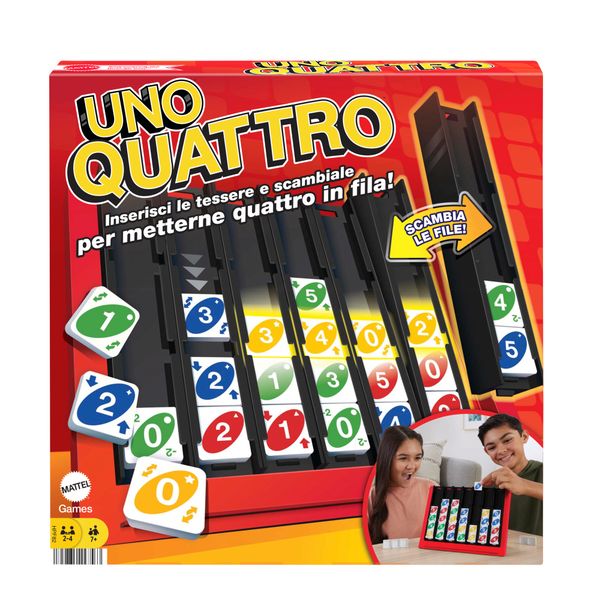 Uno quattro, posiziona quattro tessere e abbina colore e numero - MATTEL GAMES, UNO