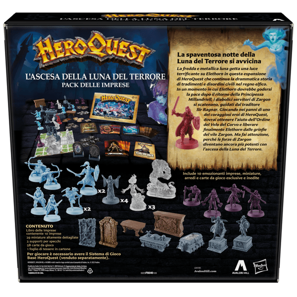 Avalon hill, heroquest, pack delle imprese l'ascesa della luna del terrore, è necessario avere il sistema di gioco base heroquest, dai 14 anni in su - HASBRO GAMING