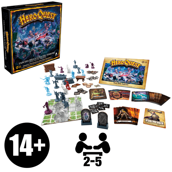 Avalon hill, heroquest, pack delle imprese l'ascesa della luna del terrore, è necessario avere il sistema di gioco base heroquest, dai 14 anni in su - HASBRO GAMING