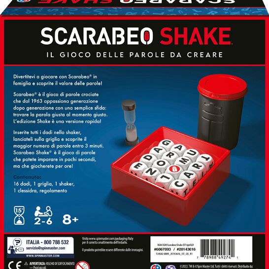 Editrice giochi, scarabeo shake, gioco da tavola classico, giochi di società e strategia per la famiglia, dai 2 ai 4 giocatori, adatto per adulti e bambini, 8+ anni - 