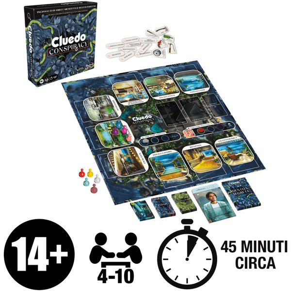 Cluedo conspiracy, gioco da tavolo per adulti e ragazzi, dai 14 anni in su, gioco di strategia con identità segrete, per 4-10 giocatori - HASBRO GAMING