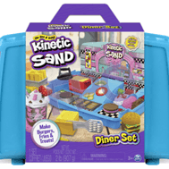 Kinetic sand valigetta diner, 900 gr di sabbia colorata, 8 accessori e formine inclusi, sabbia cinetica, giochi per bambini e bambine, 3+ anni - KINETIC SAND