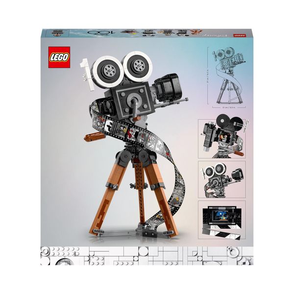 Lego disney 43230 cinepresa omaggio a walt disney, 100° anniversario con minifigure di topolino e minnie, regali donna e uomo - Disney, LEGO
