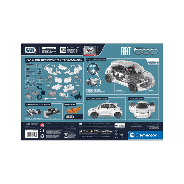 Clementoni - scienza e gioco build - fiat 500 elettrica, 19323 - CLEMENTONI, Scienza e Gioco