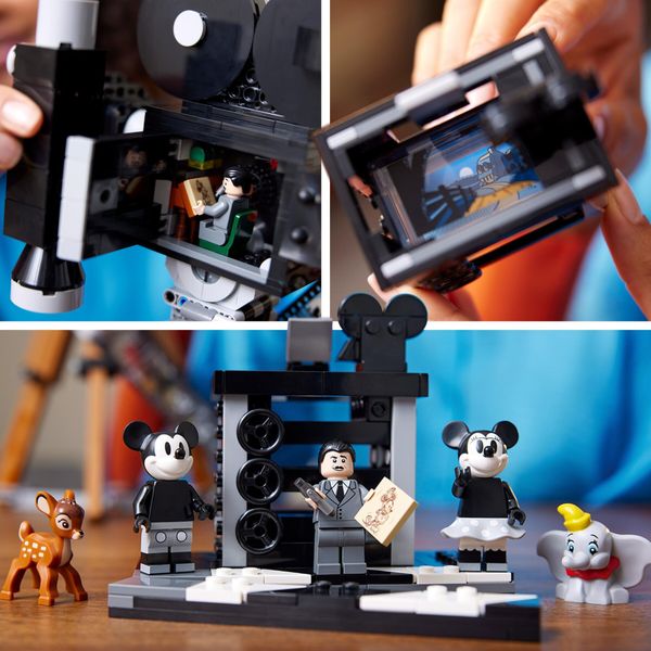 Lego disney 43230 cinepresa omaggio a walt disney, 100° anniversario con minifigure di topolino e minnie, regali donna e uomo - Disney, LEGO