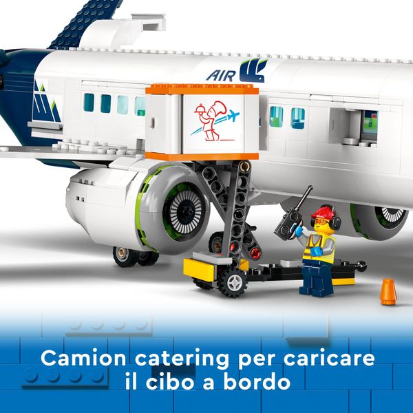 Lego city 60367 aereo passeggeri, modellino di aeroplano giocattolo da costruire con 9 minifigure e veicoli dell'aeroporto - LEGO CITY, LEGO
