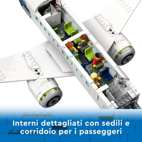 Lego city 60367 aereo passeggeri, modellino di aeroplano giocattolo da costruire con 9 minifigure e veicoli dell'aeroporto - LEGO CITY, LEGO