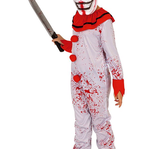 Costume halloween da pagliaccio insanguinato con vestito bianco bambino - RUBIE'S