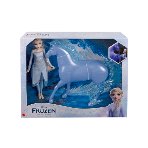 Disney frozen - elsa e nook, set con bambola con abito azzurro e creatura acquatica a forma di cavallo, ispirati al film disney frozen 2, 3+ anni, hlw58 - DISNEY PRINCESS, Disney, Frozen