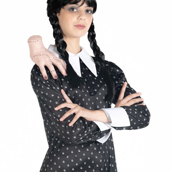Mercoledi' addams vestito classico con parrucca con trecce - MERCOLEDI