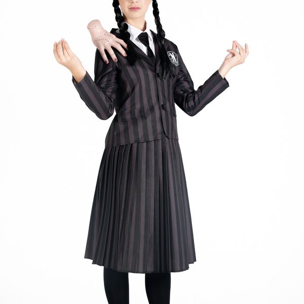 Mercoledi' addams divisa nevermore academy con parrucca con trecce - 