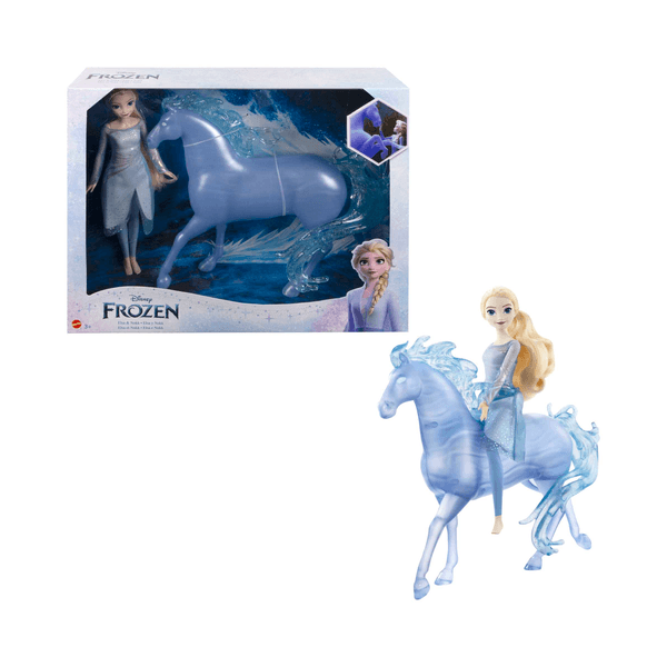 Disney frozen - elsa e nook, set con bambola con abito azzurro e creatura acquatica a forma di cavallo, ispirati al film disney frozen 2, 3+ anni, hlw58 - DISNEY PRINCESS, Disney, Frozen