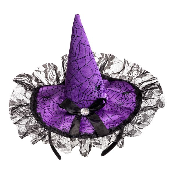 Cappellino  in raso viola con fiocco e pizzo con cerchietto con cavallotto - CARNIVAL TOYS