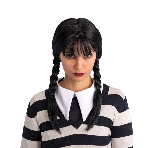 Parrucca treccine con frangia in busta con gancio - CARNIVAL TOYS