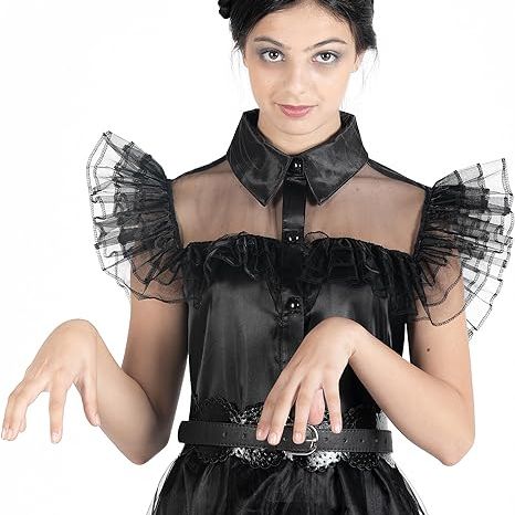 Mercoledi' addams vestito da ballo con gonna lunga e volant - MERCOLEDI