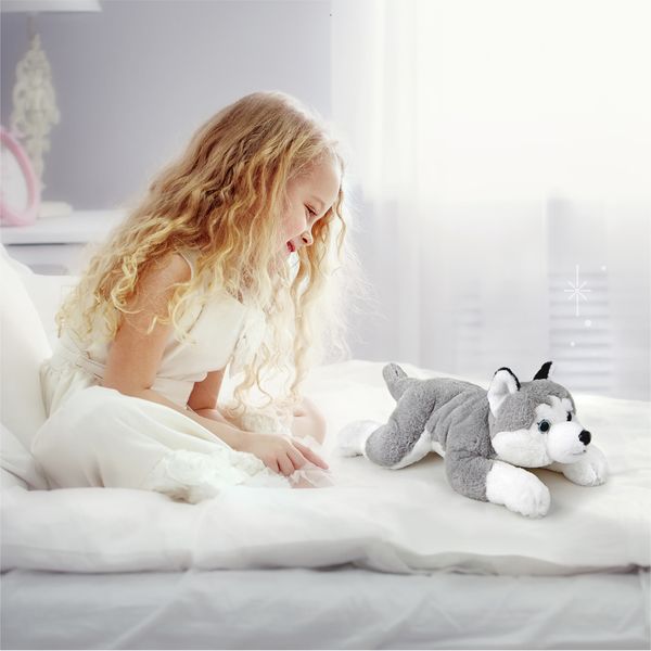 Peluche husky sdraiato lungo 38 cm - FAO Schwarz