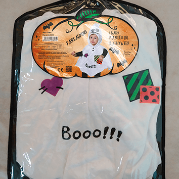 Mantellina fantasmino baby in morbido tessuto vellutato con simpatiche stampe ed applicazioni ricamate - CARNAVAL QUEEN