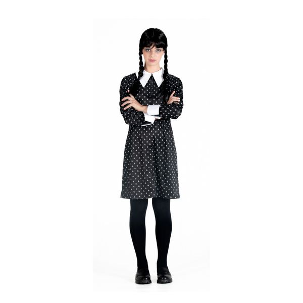 Mercoledi' addams vestito classico con parrucca con trecce - MERCOLEDI