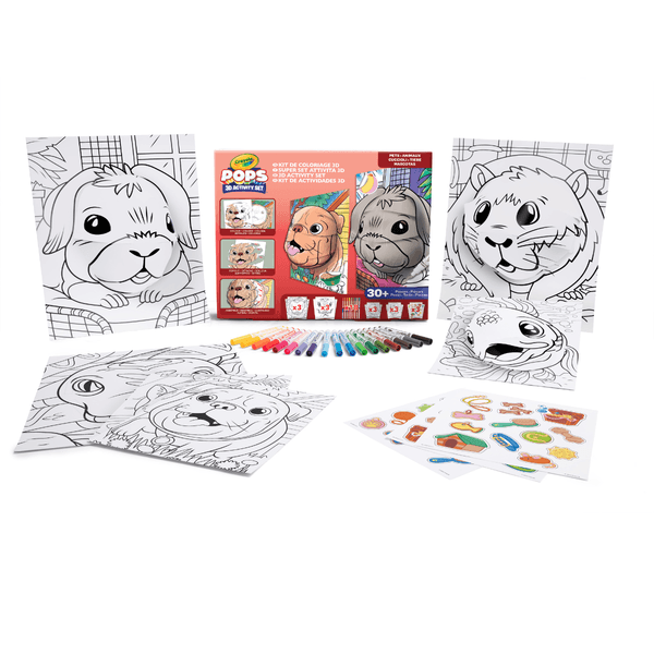Crayola pops 3d activity set cuccioli di animali - colora e crea disegni tridimensionali - CRAYOLA
