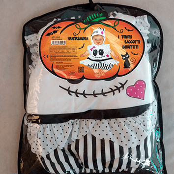 Saccotto fantasmina in morbido tessuto vellutato, imbottito e foderato con simpatiche stampe ed applicazioni - CARNAVAL QUEEN