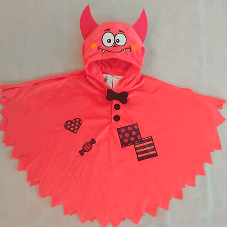 Mantellina diavoletto in morbido tessuto vellutato con simpatiche stampe ed applicazioni ricamate - CARNAVAL QUEEN