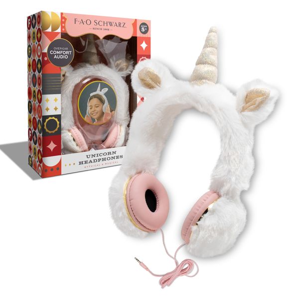 Cuffie di peluche unicorno con jack 3,5 mm - FAO Schwarz