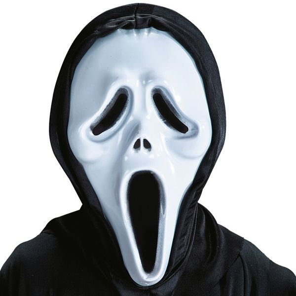 Maschera fantasma in plastica con cappuccio in busta con cavallotto - CARNIVAL TOYS