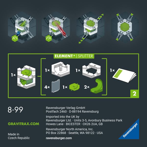 Ravensburger gravitrax pro splitter - svincolo, gioco innovativo ed educativo stem, 8+ anni, accessorio - GRAVITRAX, RAVENSBURGER