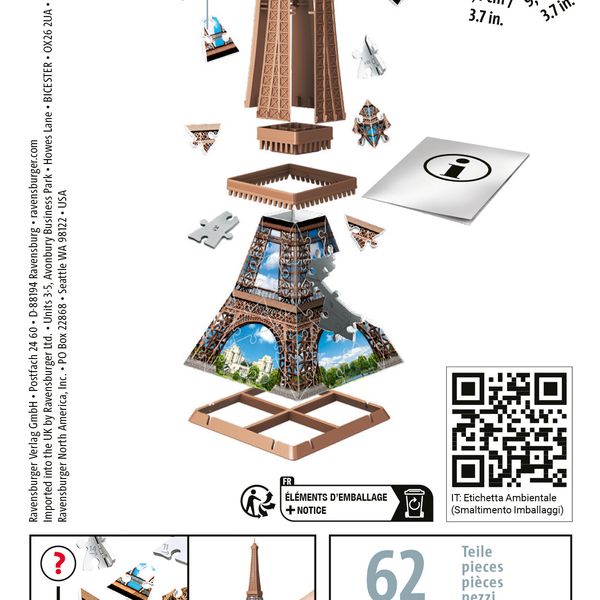 Ravensburger - 3d puzzle mini tour eiffel, 54 pezzi, 8 anni - RAVENSBURGER, RAVENSBURGER 3D PUZZLE
