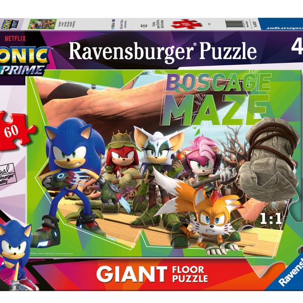 Ravensburger - puzzle sonic, collezione 60 giant pavimento, 60 pezzi, età raccomandata 4+ anni - RAVENSBURGER, Sonic