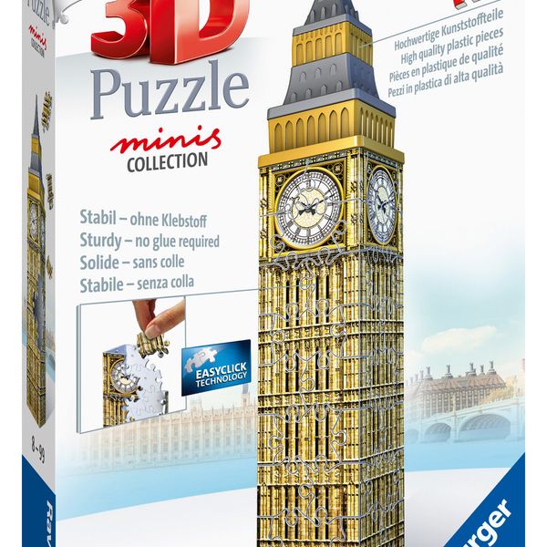 Ravensburger - 3d puzzle mini big ben, 54 pezzi, 8 anni - RAVENSBURGER, RAVENSBURGER 3D PUZZLE