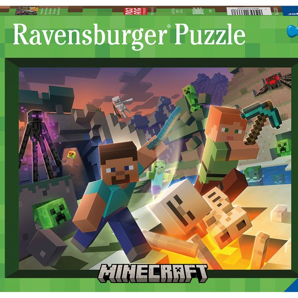 Ravensburger - puzzle minecraft, 100 pezzi xxl, età raccomandata 6+ anni - MINECRAFT, RAVENSBURGER