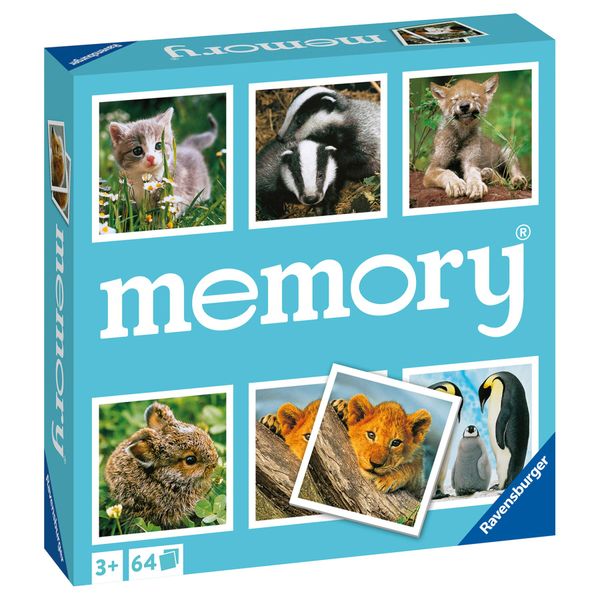 Ravensburger - memory® animal babies, 64 tessere, gioco da tavolo, 3+ anni - RAVENSBURGER