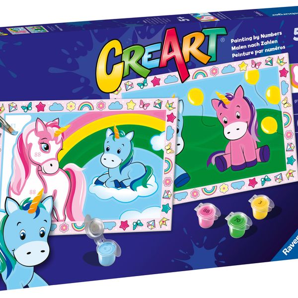 Ravensburger  - creart serie junior, mostriciattoli, kit dipingere con i numeri, gioco creativo per maschi e femmine dai 5+ anni di età - RAVENSBURGER