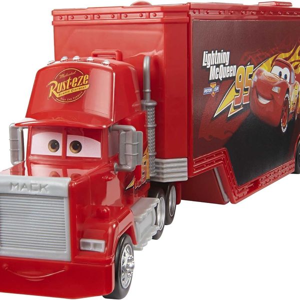 Disney pixar cars - mack trasformabile playset, giocattolo 2 in 1 con camion e officina per la messa a punto, con lanciatore, ponte , giocattolo per bambini 3+ anni - Cars