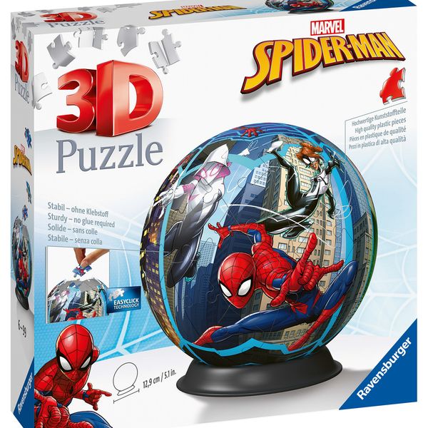Ravensburger - 3d puzzle puzzle ball spiderman, 72 pezzi, 6+ anni - RAVENSBURGER 3D PUZZLE, Avengers, Spiderman