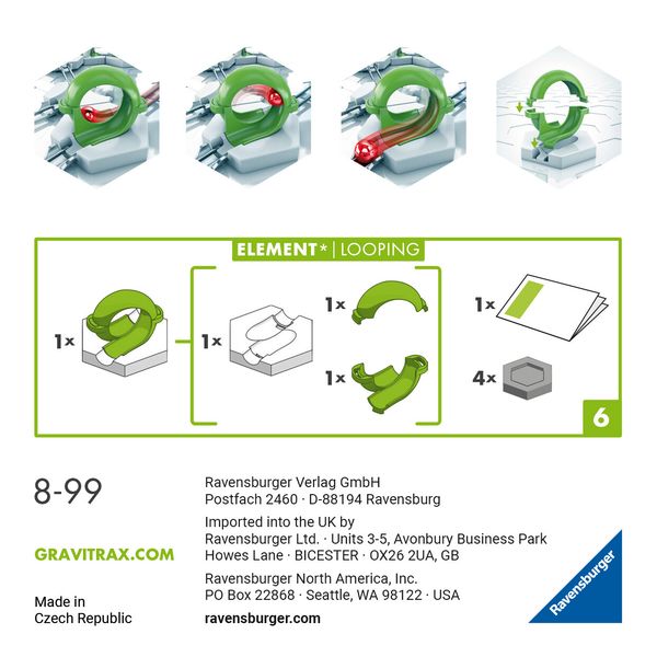 Ravensburger gravitrax looping - giro della morte, gioco innovativo ed educativo stem, 8+ anni, accessorio - GRAVITRAX, RAVENSBURGER