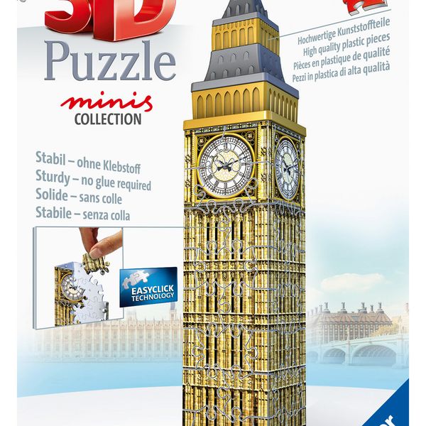 Ravensburger - 3d puzzle mini big ben, 54 pezzi, 8 anni - RAVENSBURGER, RAVENSBURGER 3D PUZZLE
