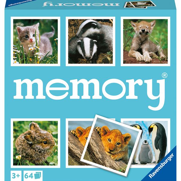 Ravensburger - memory® animal babies, 64 tessere, gioco da tavolo, 3+ anni - RAVENSBURGER