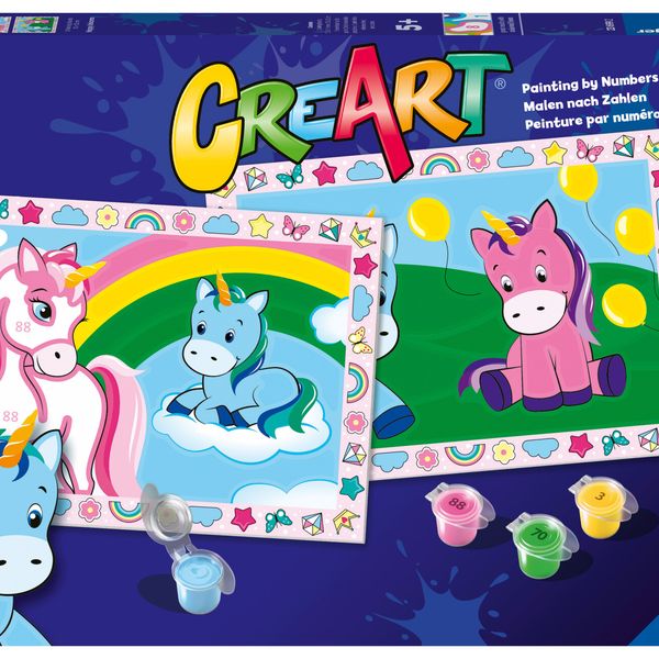 Ravensburger  - creart serie junior, mostriciattoli, kit dipingere con i numeri, gioco creativo per maschi e femmine dai 5+ anni di età - RAVENSBURGER