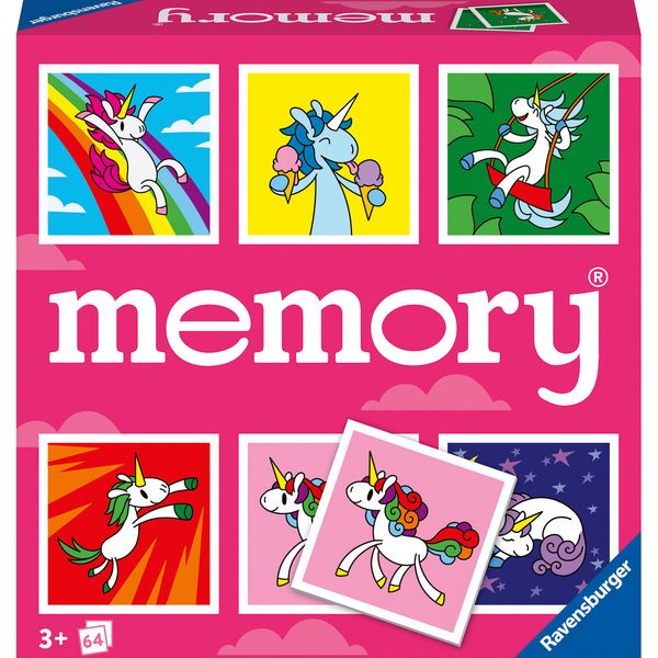 Ravensburger - memory® versione unicorns, 64 tessere, gioco da tavolo, 3+ anni - RAVENSBURGER