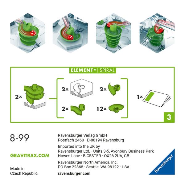 Ravensburger gravitrax spiral, gioco innovativo ed educativo stem, 8+ anni, accessorio - GRAVITRAX, RAVENSBURGER