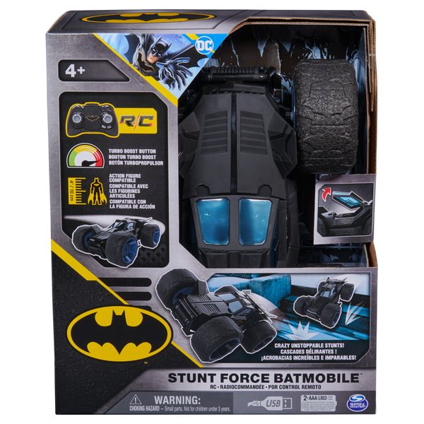 Dc comics, batman stunt force, batmobile telecomandata, compatibile con le action figure batman, giochi per bambini e bambine, 4+ anni - BATMAN, DC COMICS