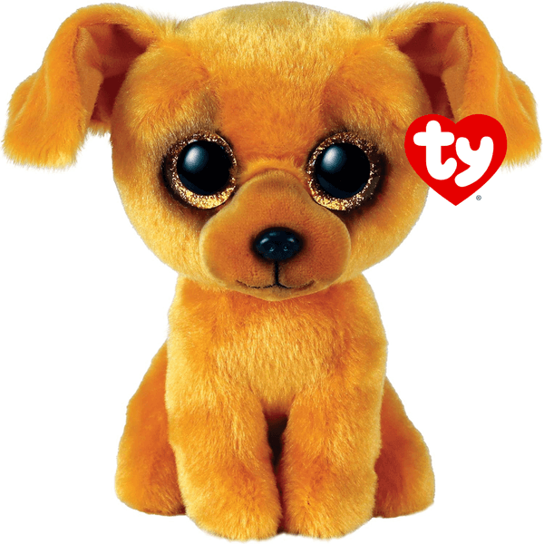 Ty - peluche - beanie boos - cane - zuzu - marrone chiaro - peluche con occhioni glitter dorati - il morbido pupazzo con gli occhi grandi scintillanti - 15 cm - 36393 - TY
