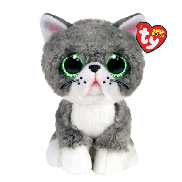 Ty beanie boos fergus il gatto, con occhi verdi grandi e glitter, il peluche con gli occhi grandi scintillanti 15 cm t36581 - TY