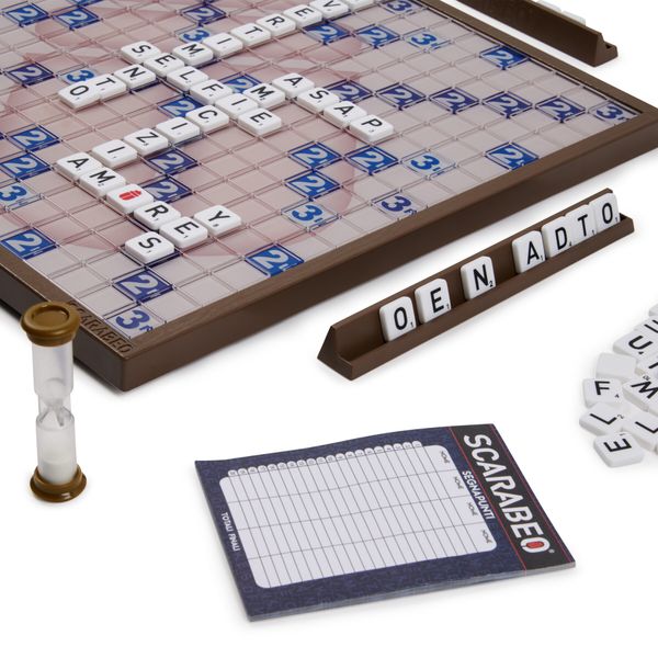 Scarabeo deluxe 60° anniversario, gioco da tavola classico con plancia girevole, - SPINMASTER