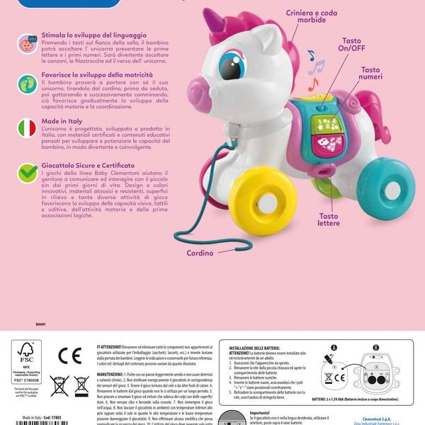 Baby clementoni unicorno sempre con me - BABY CLEMENTONI