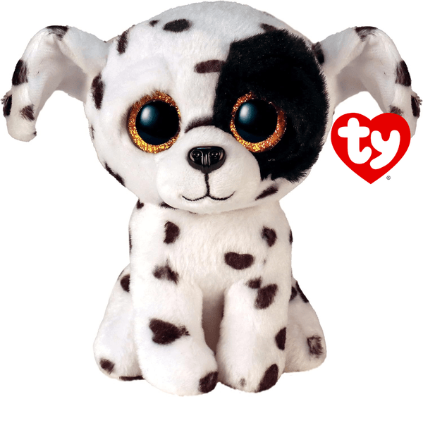 Ty - peluche - beanie boos - cane dalmata - luther - bianco e nero - cagnolino con occhi glitter dorati - il peluche con gli occhi grandi scintillanti - 15 cm - 36389 - TY