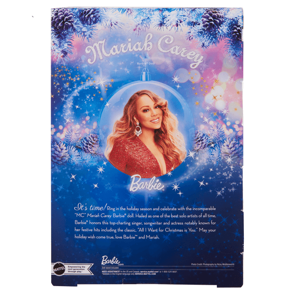 Barbie signature - mariah carey, bambola da collezione per celebrare il natale, con scintillante abito rosso e accessori argentati - Barbie